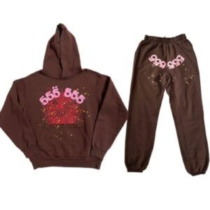 Spider Web Pattern Brown 555 Tracksuit